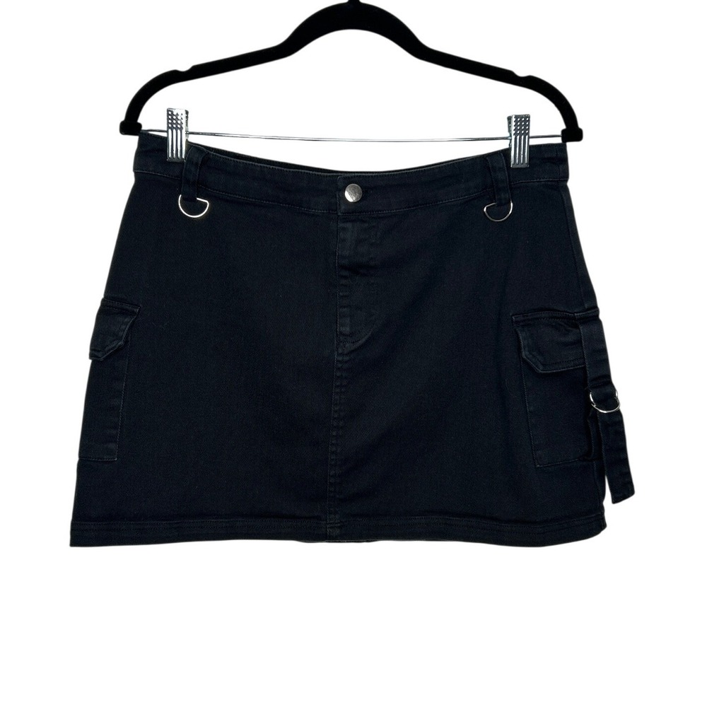 Social Collision Hot Topic Black Cargo Mini Skirt L Y2K Goth Utility Cotton
